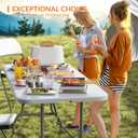 Elevon 6 Feet Heavy Duty Folding Table with Built in Handle & Steel Legs, Fold-in-Half Portable Table for Indoor Outdoor Use - Camping, Picnic, Party, Wedding, Dining, Utility Table