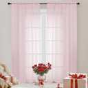 OWEINE Sheer Curtains 84 Inches Long 2 Panels Set, Rod Pocket Fimly Voile Solid Blush Window Curtain Panels for Living Room Bedroom, Soft Voile Sheer Curtains & Drapes, Total 84 Inches Width