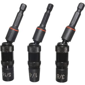 3pcs Magnetic Pivoting Nut Driver Set Hex Shank Quick Change Power Nut Driver Drill Bit Impact Driver Socket Set Nut Setter 1/4, 5/16, 3/8-Inch