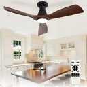 Depuley 42-Inch Ceiling Fans with Lights: Walnut 3 Blade Flush Mount Low Profile Ceiling Fan for Bedroom - Dimmable Indoor Outdoor Fan with Remote APP Control Ultra Quiet DC Motor Timer