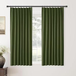 ChrisDowa Grey Pinch Pleated Blackout Linen Curtains 84 inches Long 2 Panels for Living Room Bedroom Farmhouse Room darking Thermal Insulated Back Tab Hooks Rings Window Treatment Drapes,40x84