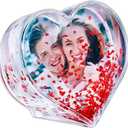 RDH Glitter Heart Shaped Picture Frames Liquid Snow Globe Photo Frame for Couples Friends Family (Love) 3.54 x 3.74"