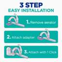 PUR Plus Vertical Faucet-Mount Water Filtration System, Lead-Reducing Filter, Easy Installation, 100-Gallon Capacity, Compatible with External Aerators, Grey