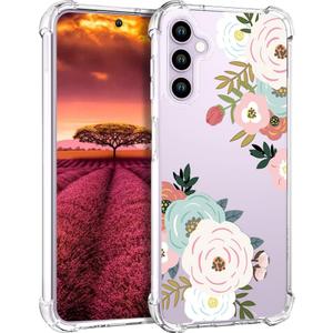 Compatible with Samsung Galaxy S23 Plus Case Cute Clear for Women Girls, S23+ Designer Transparent Phone Cover Design (Kawaii Spring Flowers)