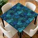 Square Fitted Table Cover with Elastic Edge Design 36x36 in | Polyester Waterproof Stain-Resistant Wipeable Table Cloth for Kitchen Dining Picnic Patio Outdoor Palm Leaf