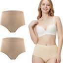 BATTEWA Washable Incontinence Underwear for Women, Leak-Proof High-Waisted Cotton Underwear for Women Provides 50ml Bladder Leak Protection. (2Beige,Small)