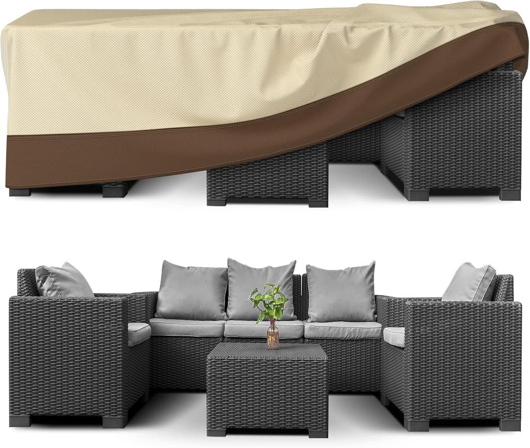 Patio Furniture Covers Waterproof for Dining Table and Chairs, Rectangular Outdoor Furniture Set Cover, Anti-Fade, Tear/Water Resistant Patio Furniture Set Covers, 126" L x 84" W x 28" H