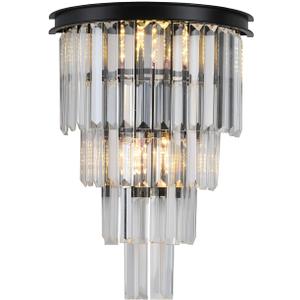 Black Crystal Wall Sconce, Modern 4-Tiers K9 Clear Crystal Wall Light Bedside Wall Mount Lamp for Living Room Bedroom Mirror Dining Room Hallway Foyer Lighting Fixture