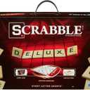 Hasbro Gaming Scrabble Deluxe Edition Letter Tiles Word Game | Rotating Board and Carrying Case | Ages 8+ | 2-4 Players | Classic Family Travel Games