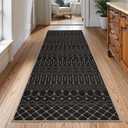 Lahome Washable Long Rug Runners for Hallways Non Slip, 2'6"x8 Jute Black Kitchen Runners Rug with Rubber Backing, Farmhouse Indoor Outdoor Runner Rugs, Moroccan Modern Carpet Runner for Entry Bedroom