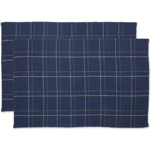 DII Woven Rugs Collection Recycled Yarn, Reversible, 2x3' Area Rug Set, French Blue Plaid, 2 Piece, Piece