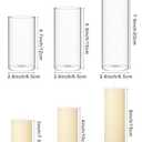 72 Pcs Pillar Candles and Glass, 2.6'' X 4.7'', 5.9'', 7.9'', Ivory White