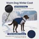 DENTRUN Dog Coat with Harness Built in, Easy On/Off Zipper Closure Winter Dog Vest, Water-Repellent Fleece Lined Warm Jacket with Reflective for Small Dogs, Dark Blue, XS