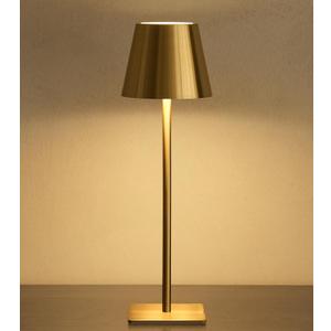 UME Cordless Table Lamp, Battery Operated Lamp - Portable Waterproof Rechargeable Table Lamp w/ 3 Color Temps & Stepless Dimming for Dinner, Desk, Cafe, Outdoor (Brushed Gold) (1 Pack)