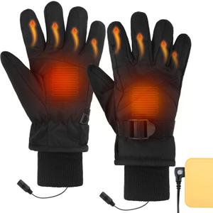 Newcotte USB Heated Gloves Electric Winter for Kids and Baby Snow Ski Waterproof Warm Gloves Boys Cold Weather (9-12 Years, Classic Black)