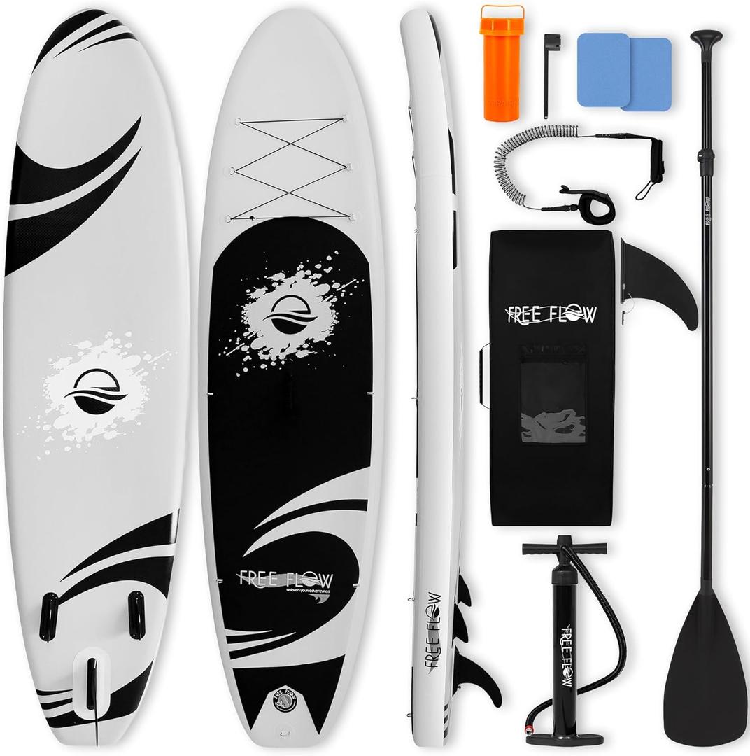 SereneLife Inflatable Stand Up Paddle Board with Premium SUP Accessories  Wide Stable Design with Non-Slip EVA Deck Pad for Adults and Youth of All Skill Levels, 350 lbs Capacity (Grey)