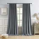 DUALIFE Charcoal Grey Blackout Pinch Pleat Curtains, 102 Inches Long 2 Panels Set, Back Tab with Hooks for Bedroom, Thermal Insulated for Hall, Villa, 40W x 102L