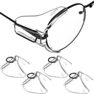 2 Pairs Safety Side Shields for Eye Glasses Clear PC Eye Protection Guards Compatible Universal Slip on Side Shields for Glasses Sunglasses Eyeglasses Frame Wings