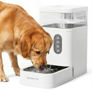 Gardner Pet 2.2 Gallon Automatic Dog Water Bowl Dispenser 8.5L Gravity Water Feeder with Stainless Steel Bowl & Maifan Stone Filter, BPA-Free for for Cats and Dogs (White, 2.2 Gallon)