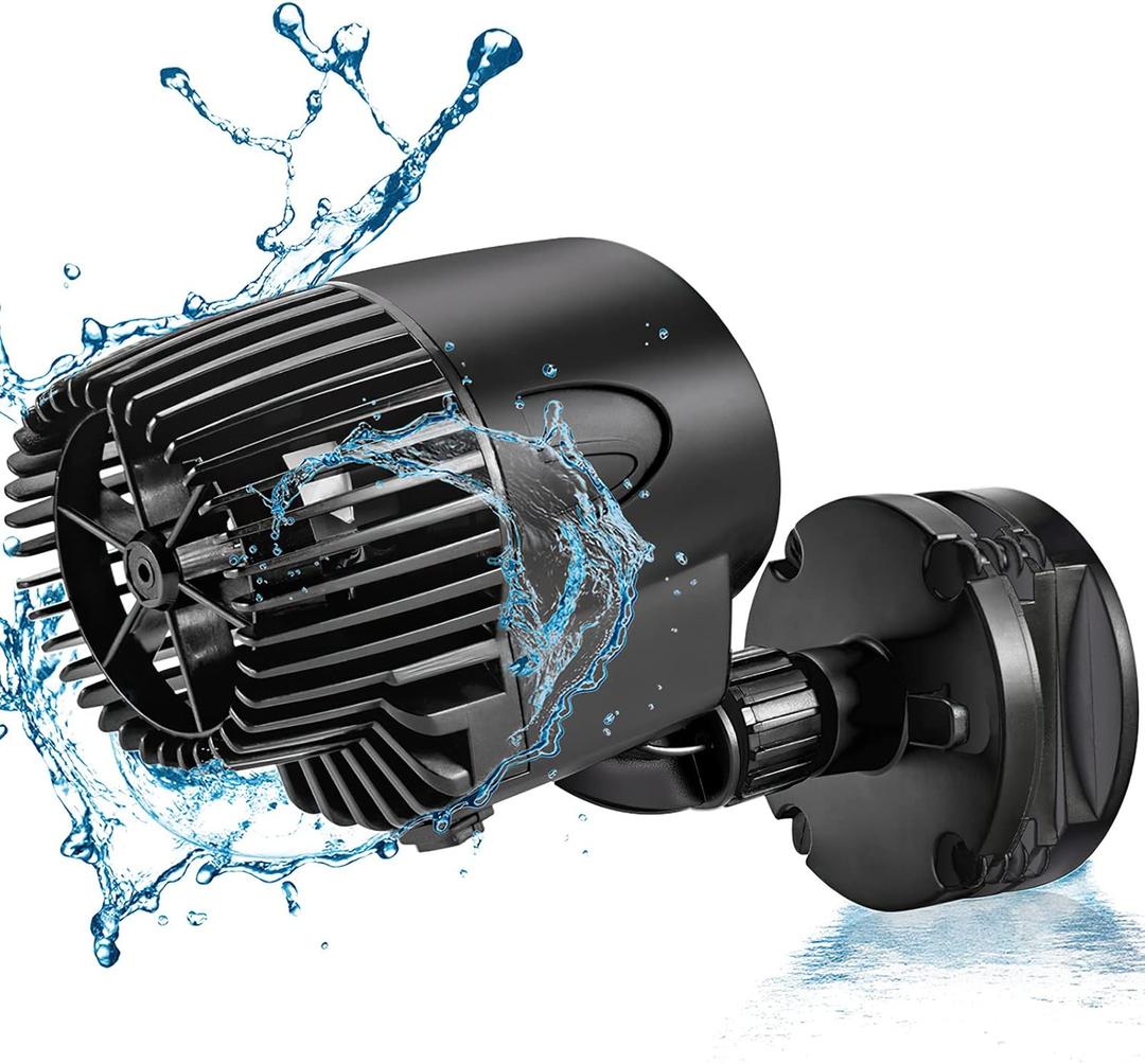 AQQA Aquarium Wave Maker Circulation Pump,360Adjustable Ultra-silence Magnetic Mount Suction Submersible Powerhead Pump,2100PH Flow for Freshwater or Saltwater Fish Tank (15W 2100GPH)