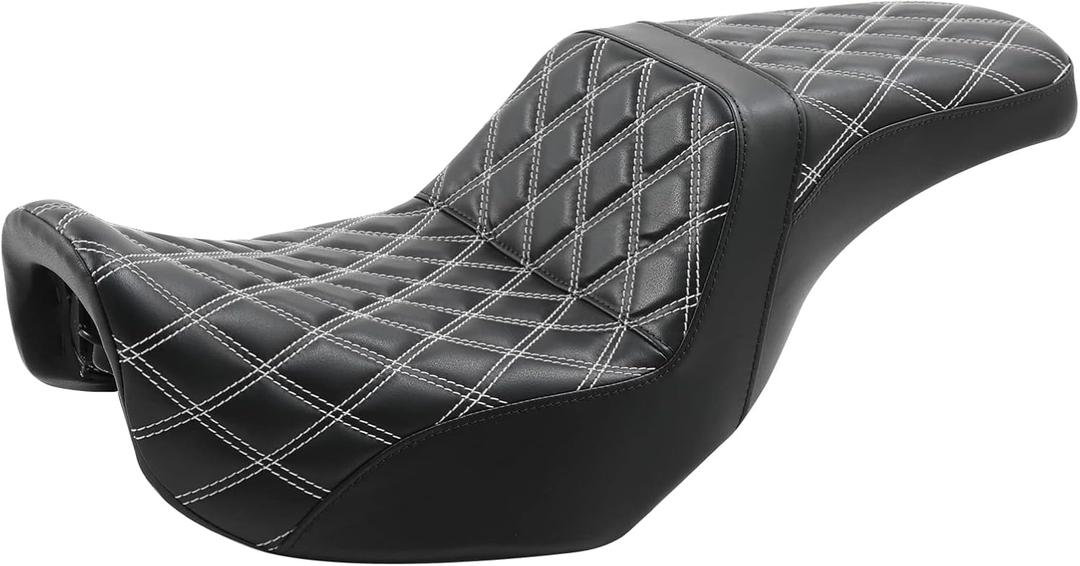 XMT-MOTO Driver Passenger Two-Up Seat Fit For Harley Dyna Wide Glide Fat Bob FXD/FXDWG 2006-2017,FLD 2012-2016