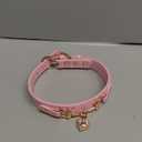 THAIN Fashion Dog Collar with Bling Diamonds & Heart Charm – 5 Holes Adjustable PU Leather Rhinestones Necklace Collar, Gold Buckle for Small Medium Dogs Girl (Pink, S)