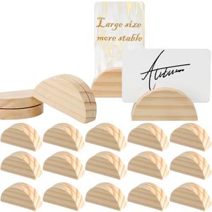 Colingmill 24 Pcs Large Size Stable Wooden Table Number Stands 2.4 Inch Place Cards for Table Setting Semicircular Design Wooden Card Holder Wedding Office Tag Photo Menu Birthday Party(Nature)