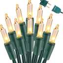 Brizled Warm White Incandescent Christmas Lights, 300 Count 69.6ft Connectable, Clear Mini String Lights for Indoor/Outdoor Decor