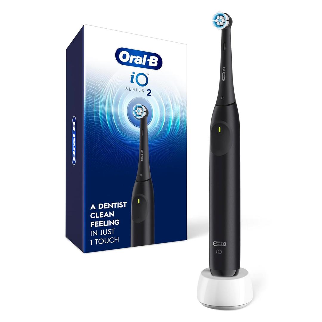 Oral-B Rechargeable Electric Toothbrush, iO2, 3 Cleaning Modes, Automatic Pressure Sensor to Protect Gums, Night Black