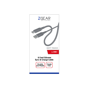 ZGEAR SILICONE CABLE LIGHTNING 6FT GREY