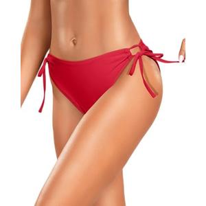 Zmart String Tie Side Bikini Bottoms - Women Full Coverage Swimsuit Bottom Mid Rise Mid Waist Swim Bathing Suit Bottom M