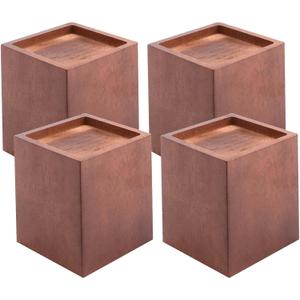 SINJEUN 4 Pack 4 Inch Natural Solid Wood Bed Risers, Square Wood Furniture Lifters, Wood Extenders Stilts for Table, Sofa, Armchairs, Cabinets