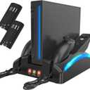 Game Organizer Station for Wii Remote Charger, Charging Dock Station for Controller, Wii Stand with 2 Pcs Rechargeable Battery for Wii Console Nunchuk Game Accessories Kit Storage (Black)