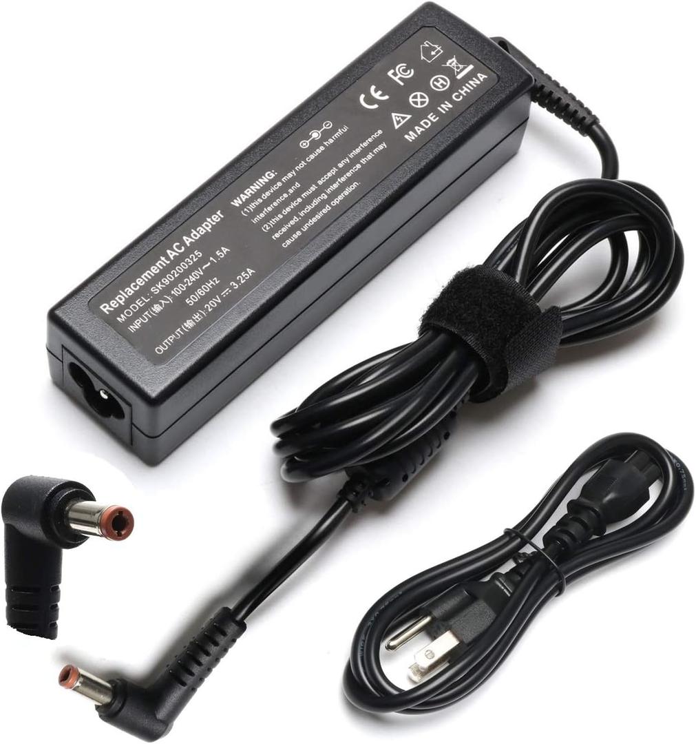 20V 3.25A 65W Laptop Charger AC Adapter Power Supply Cord for Lenovo G570 B570 B575 G575 B470 IdeaPad N580 N585 Z580 Z585 N586 P400 P500 ADP-65KHB CPA-A065 PA-1650-56LC PA-1650-37LFC