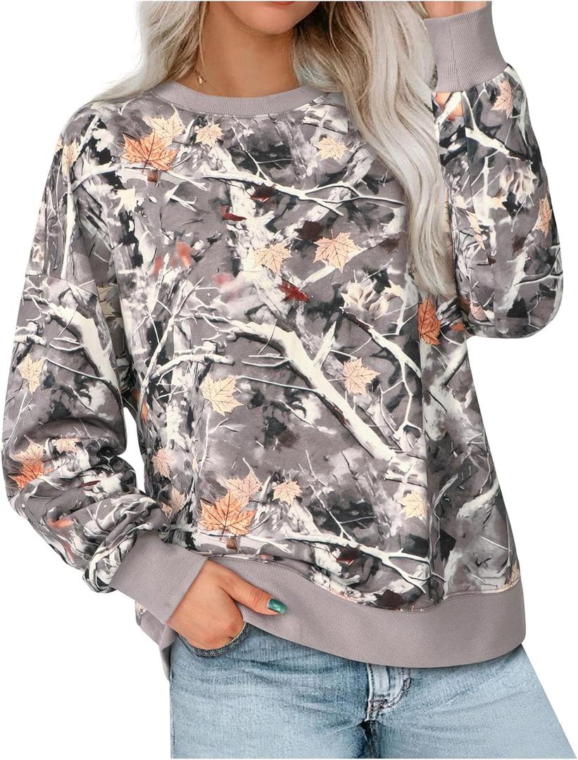 PRETTYGARDEN Graphic Sweatshirts for Women Crewneck Floral Print Long Sleeve Pullover Y2K Tops 2026 Fall Casual Cute Clothes (X-Large)