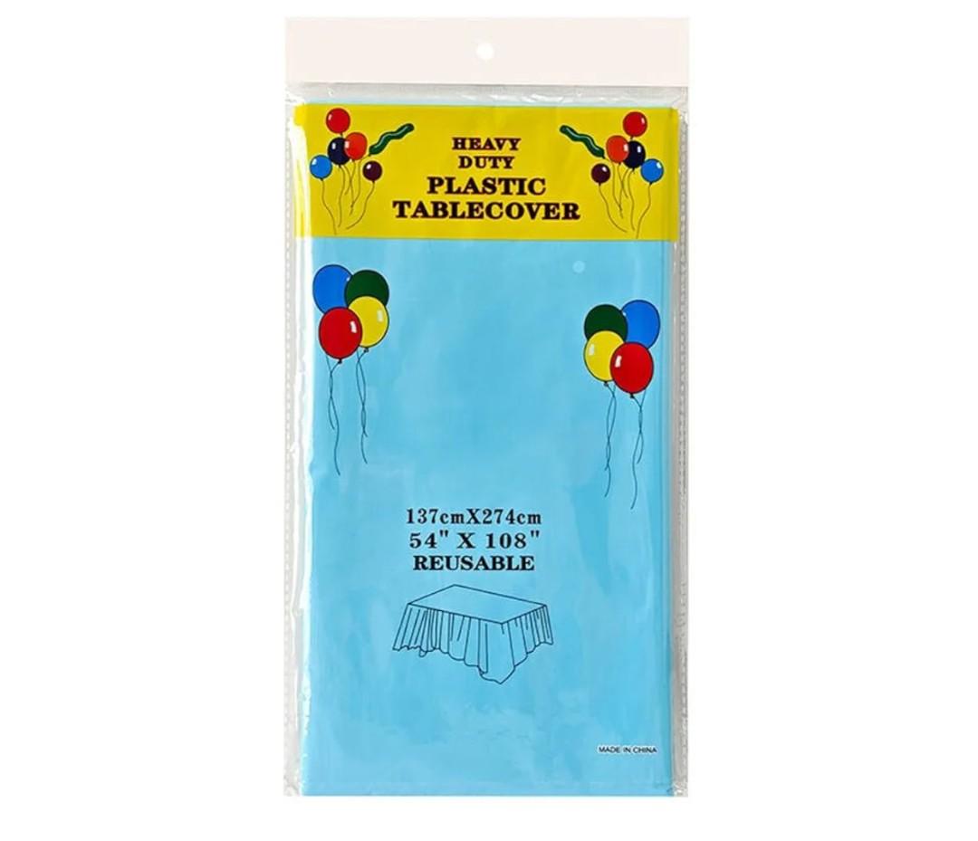 Plastic Tablecloths Disposable Plastic Table Covers Cloths BBQ Picnic Birthday Wedding Parties Tablecloth Waterproof Oil-Proof Light Weight Light Blue Covers 54 x 108 in, 9 pcs ( White, Blue, Red)