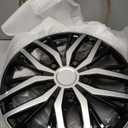 14-Inch ABS Hubcaps with Steel Rings & Adjusters, Patented Design, Universal Fit, Set of 4 Wheel Covers (Silver-Black)