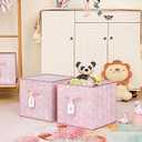 Collapsible Storage Cube Bins - Fabric Cubby Organizer,Flower Decorative Shelf Basket Dual Handles,13 Inch Rosegold Box For Nursery/Home Office/Closet/Kids Room/4-Pack(Blush Pink)