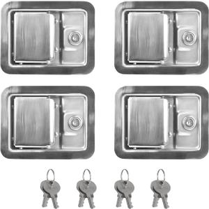 Truck Tool Box Lock Replacement, 5.5" Stainless Steel Tool Box Latch Replacement Handle with 4 Keys for RV, Truck Toolboxes, Trailer Door Latch, UTV, Campers (4 Pack).