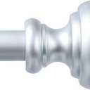 Silver Curtain Rods for Windows 16.5-45 inch,3/4 inch Heavy Duty Adjustable Decorative Curtain Rod with Modern Finials,Window Rods for Bedroom, Living Room,Patio and Kitchen
