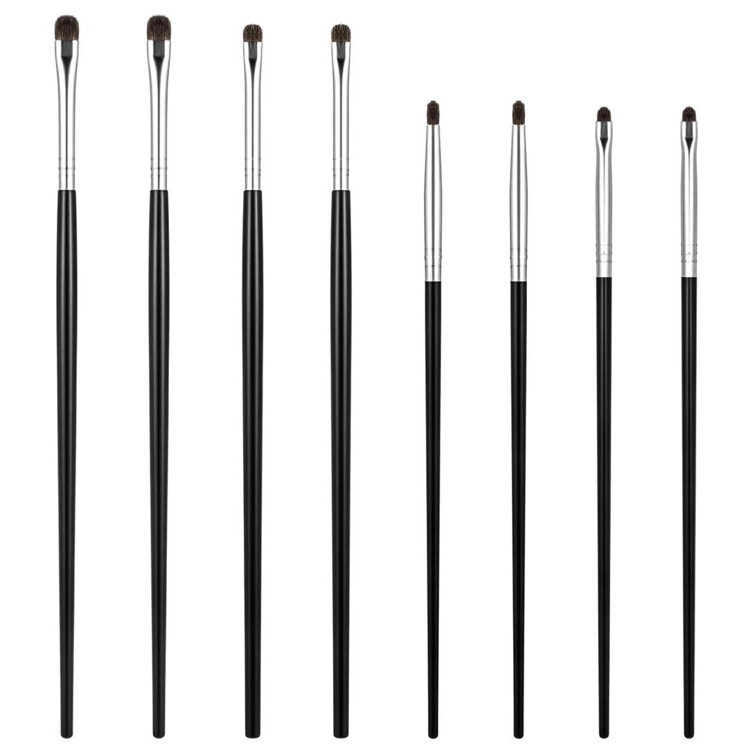 8Pcs Eye Makeup Brush Sets - Black Mini Eyeliner Brush Eye Makeup-Brush Eyeshadow Brushes for Powder Gel Cream Liquid Concealer