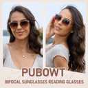 Bifocal Reading Sunglasses for Women Oversized Cat eye Fashion Sun Reader Spring Hinge Eyewear UV Protection PT2001C