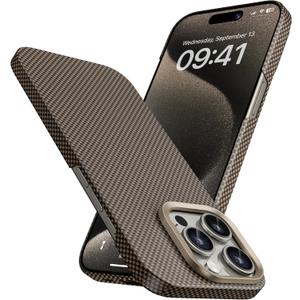 BENKS for iPhone 15 Pro Max Case Compatible with Magsafe, [ArmorTint ArmorAir] Built with Dupont Kevlar 1000D Aramid Fiber, Ultra Slim & Lightweight iPhone 15 Pro Max Minimalist Case, DawnLight Gold