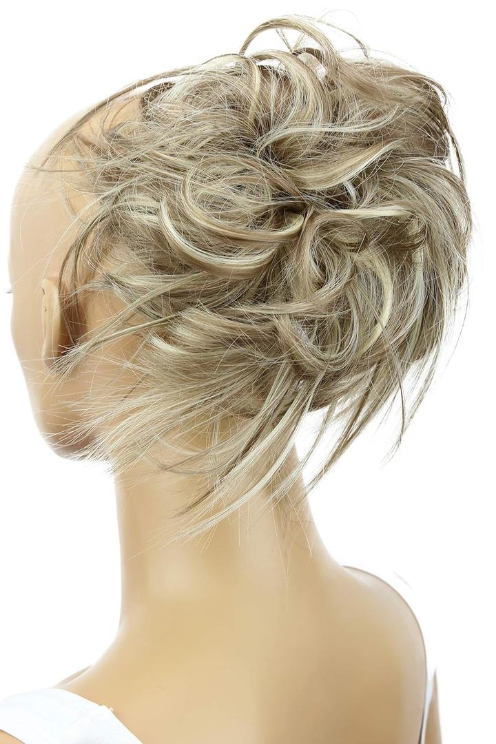 CAISHA XXL Hairpiece Scrunchie Updo Voluminous Slightly Wavy Messy Bun Dirty Blonde Mix G25F (Dirty Blonde Mix #18TH613A G25F)