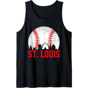 St. Louis Cityscape Vintage Baseball Men Women Boys Tank Top S