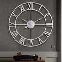 1st owned Large Wall Clock Silent Non-Ticking Roman Numerals Vintage Battery Operated (16inch) Farmhouse Wall Clock for Living Room, Bedroom, Kitchen, Cafe Decor-Silver 16inch