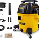 DEWALT 10 Gallon Shop Vacuum Wet and Dry, 5.5 Peak HP Poly Wet Dry Vacuum Cleaner with Attachments, 2-Stage Motor, Portable Handle/Caster with Drain Blower, DXV10PZ for Car, Garage, Workshop, Pet Hair
