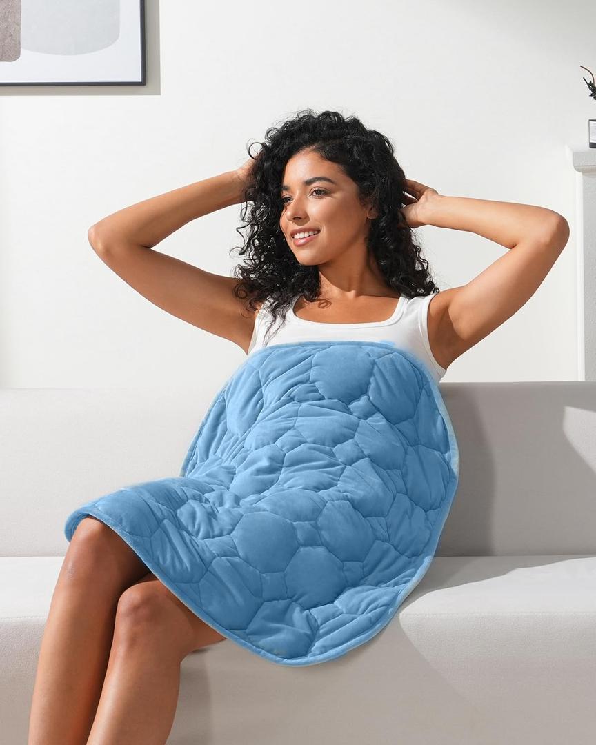 Kivik 7lbs Weighted Lap Blanket for Adults, Ultra Soft Weighted Lap Pad, Small Cozy Heavy Blankets for Sleeping & Relaxing, Machine Washable, Blue, 24 x 29 Inches