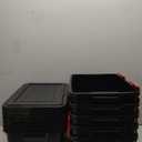 IRIS USA WeatherPro 19 Qt Storage Bins with Lids, 6 Pack, BPA-Free Plastic Gasket Box with Tight Latch and Seal, Stackable Nestable Tote Tub - Black/Red