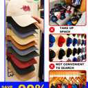 2 Pack Baseball Cap Organizer Can Hold up to 20 Hats for Wall Mount Closet Door Bedroom, Easy to Install Large Capacity Baseball Caps Organizer with Spring Clips, Clean, Space-Saving Hat Storage